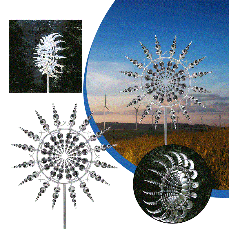 Outdoor anti-rust kinetic metal wind spinner with elegant wings, adds motion and charm to garden, perfect for year-round deco