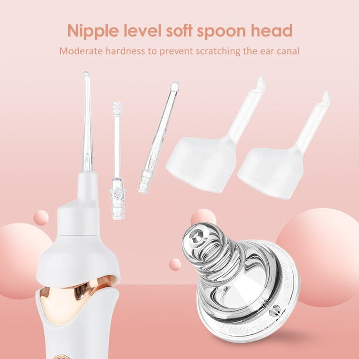 "Painless earwax vacuum cleaner with LED, white silicone tip, ergonomic design for gentle ear care, Health & Wellness product