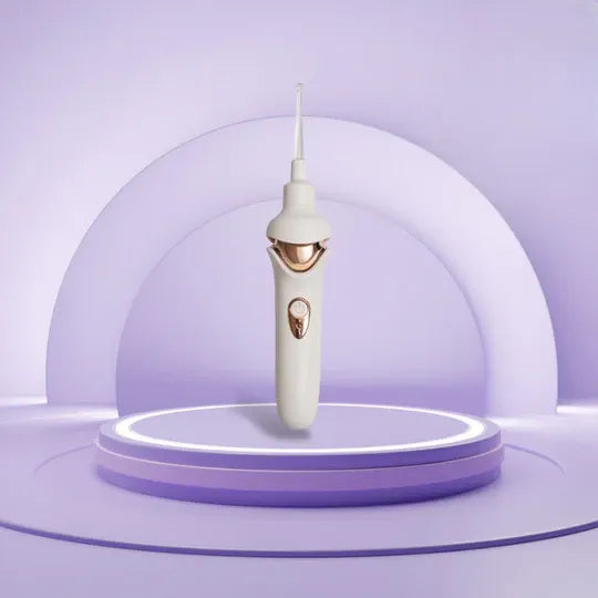 "Painless earwax vacuum cleaner with LED, white silicone tip, ergonomic design for gentle ear care, Health & Wellness product