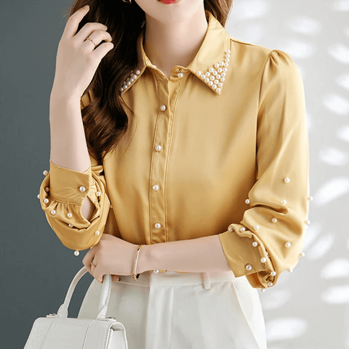 Pearl-Embellished Button-Up Shirt