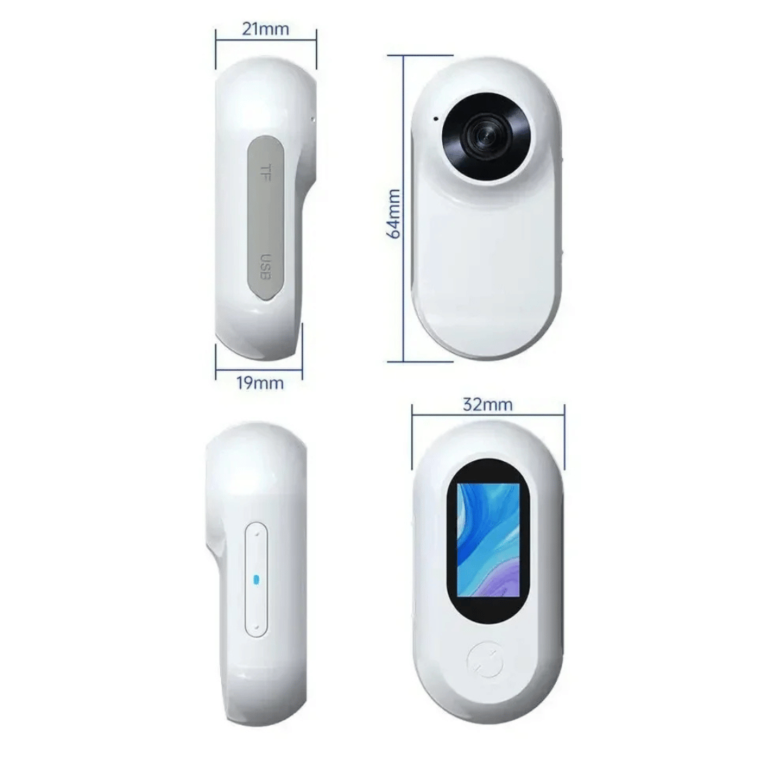 "Pet collar camera with 160° wide-angle lens and HD 1080P video, designed for cats and dogs, fits comfortably on collars."
