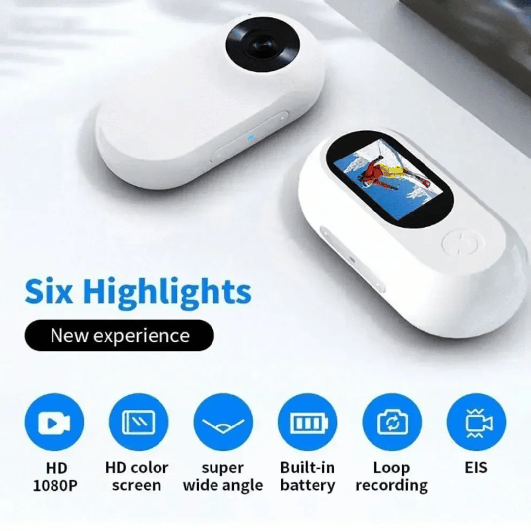 "Pet collar camera with 160° wide-angle lens and HD 1080P video, designed for cats and dogs, fits comfortably on collars."