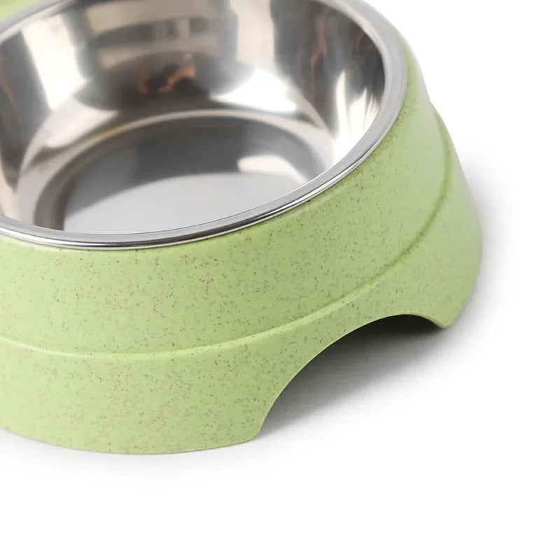 "Pet DualFeast Bowls for Food and Water, non-slip, double design, vibrant colors, durable, skid-resistant base for pets."