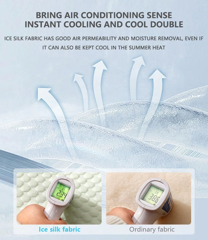 "PetChill Cooling Couch with ice silk fabric, ergonomic pet bed in soft hues, breathable design, perfect for hot days."
