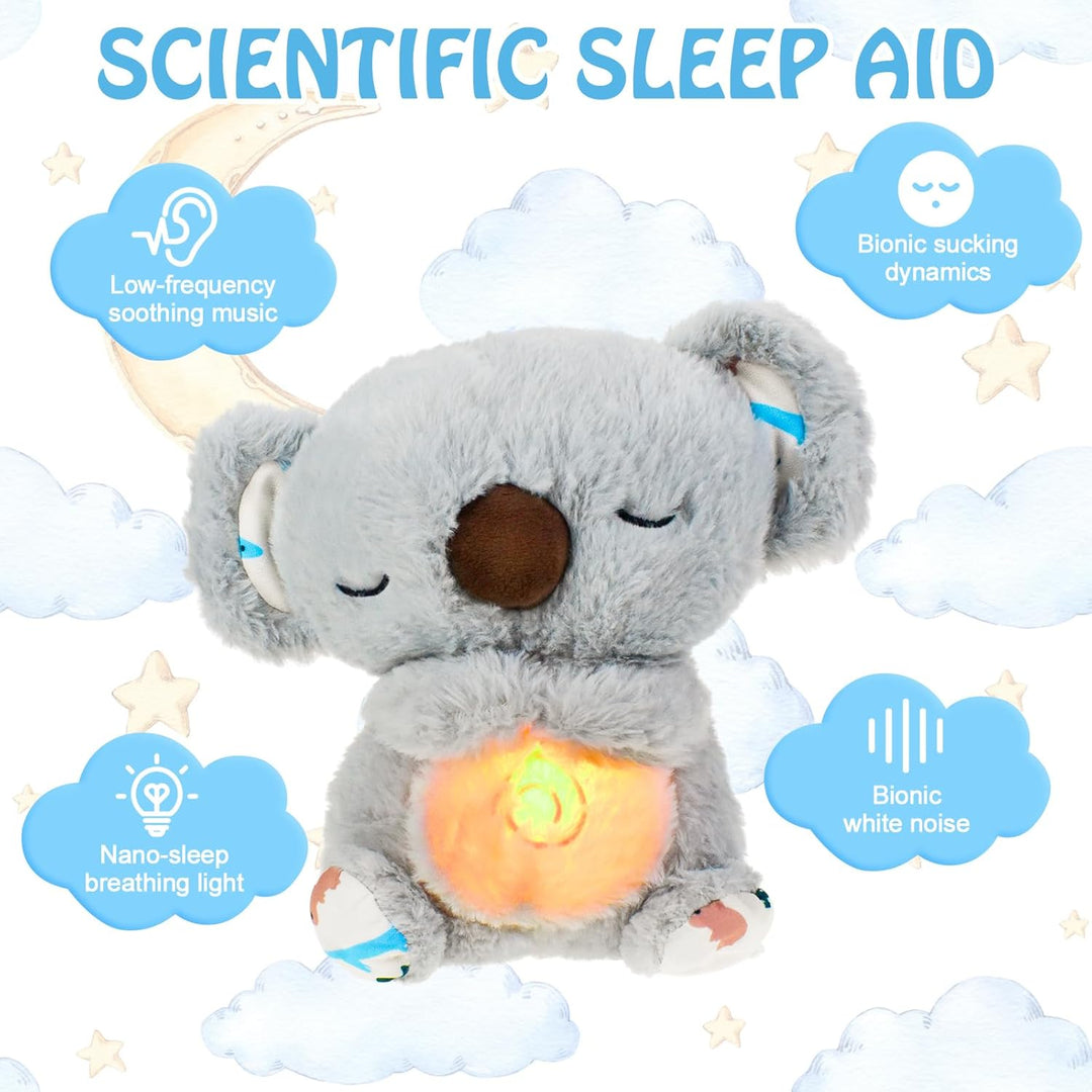 Plush teddy for kids with glowing nightlight, soothing heartbeat, realistic breathing; provides comfort and relaxation.