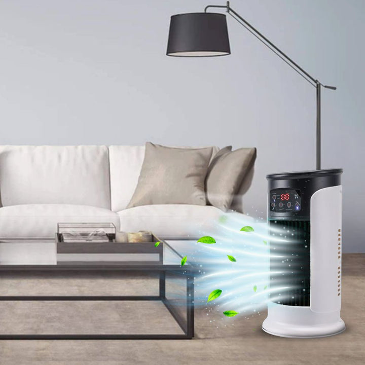 "Portable air conditioner, energy efficient, windowless design, compact and mobile, ideal for small rooms or offices."