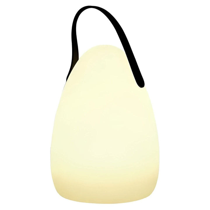 Portable waterproof cordless lamp with remote control, sleek modern design, suitable for indoor and outdoor lighting.