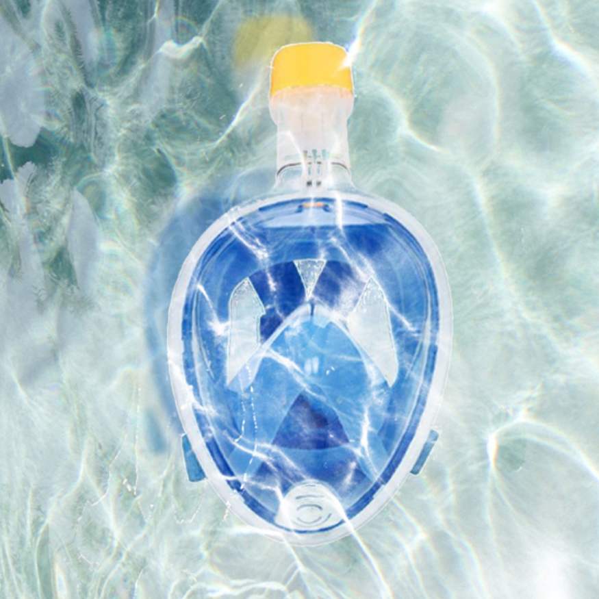 "Pro-grade snorkel mask for men and women, silicone build, anti-fog tempered glass, stylish design, ensures comfort and fit."