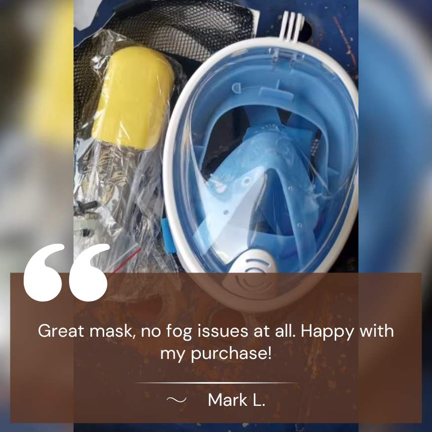 "Pro-grade snorkel mask for men and women, silicone build, anti-fog tempered glass, stylish design, ensures comfort and fit."