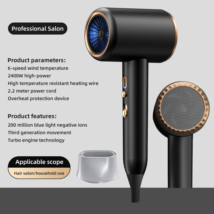 Beauty tool: 2400W professional hair dryer, negative ions for a sleek, frizz-free look.