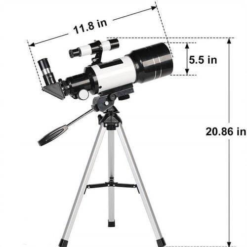 "Professional telescope with tripod for stargazing, featuring 70mm aperture, ideal for moon watching and celestial viewing."