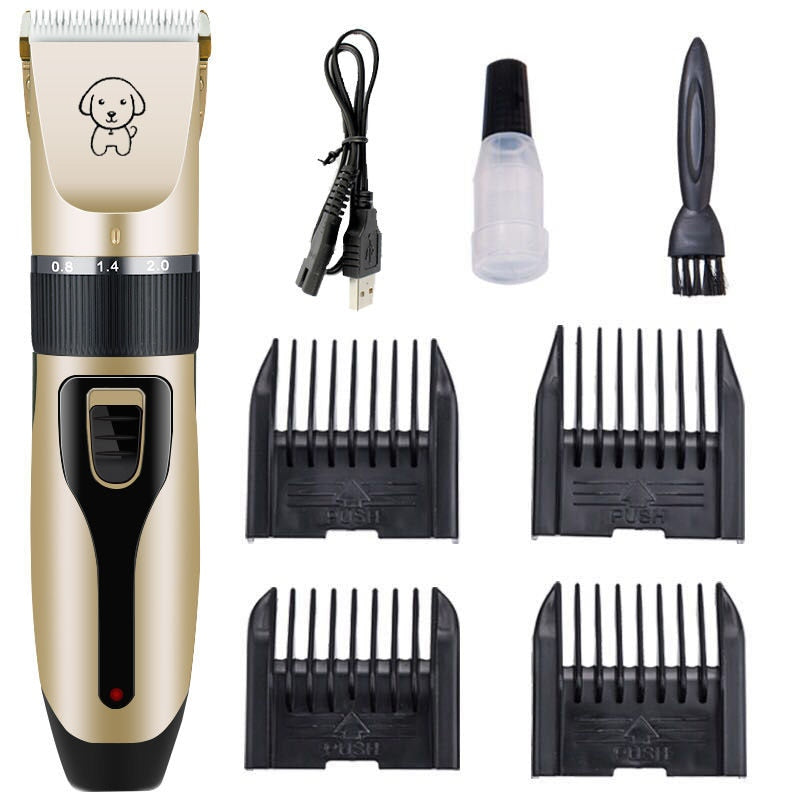 "Quiet Dog Clipper for Grooming, cordless with adjustable blades and comb attachments, ideal for home pet grooming."
