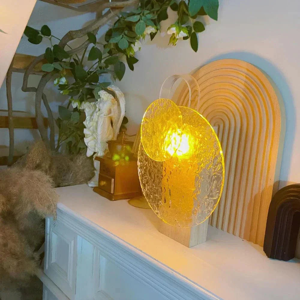 "Rechargeable LED lamp projects sunset hues, ocean waves; adds cozy ambiance to home decor with adjustable head."