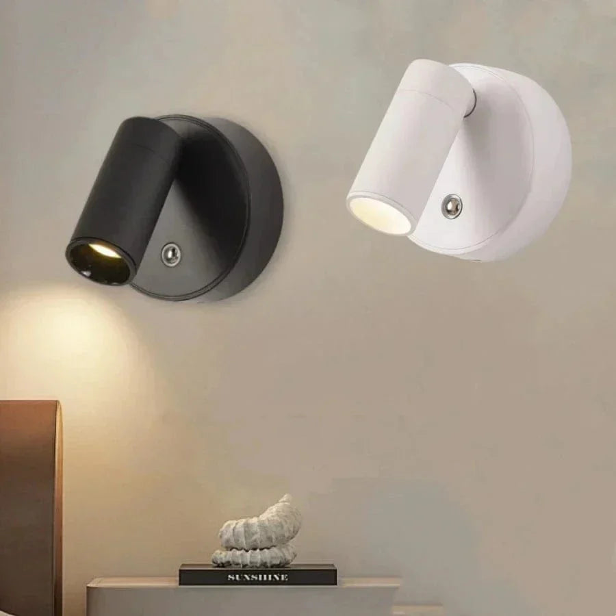 Rechargeable LED wall light with touch control, 360° rotation, magnetic base; compact, sleek design for versatile lighting.