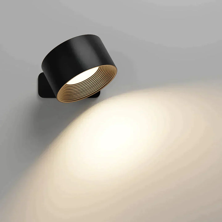 Rechargeable wireless 360° LED wall light with touch control, magnetic rotation, adjustable brightness and color modes in whi