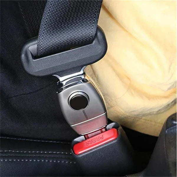 Rigid metal seat belt extender for high-end cars, UK legal, zinc alloy, precision-finish, enhances comfort and safety.