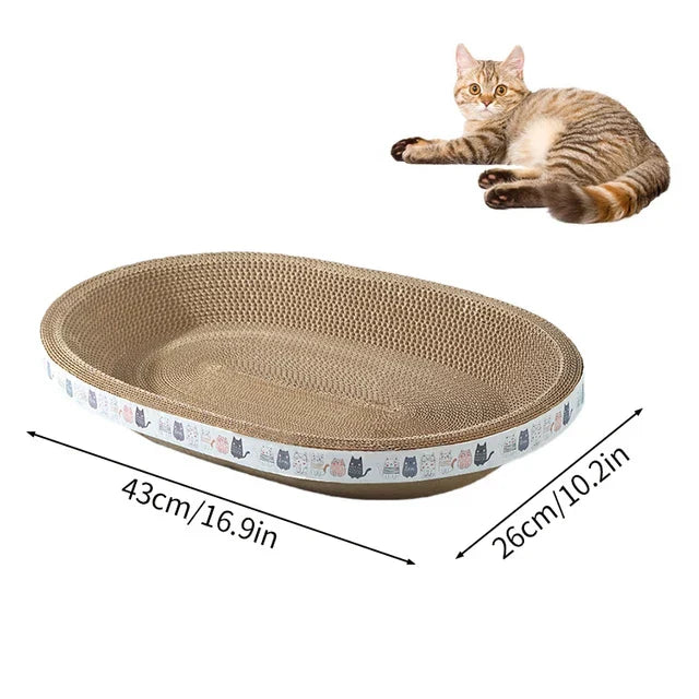 Round cat scratcher and bed with eco-friendly cardboard, featuring multi-level hideouts for playful and relaxing feline momen