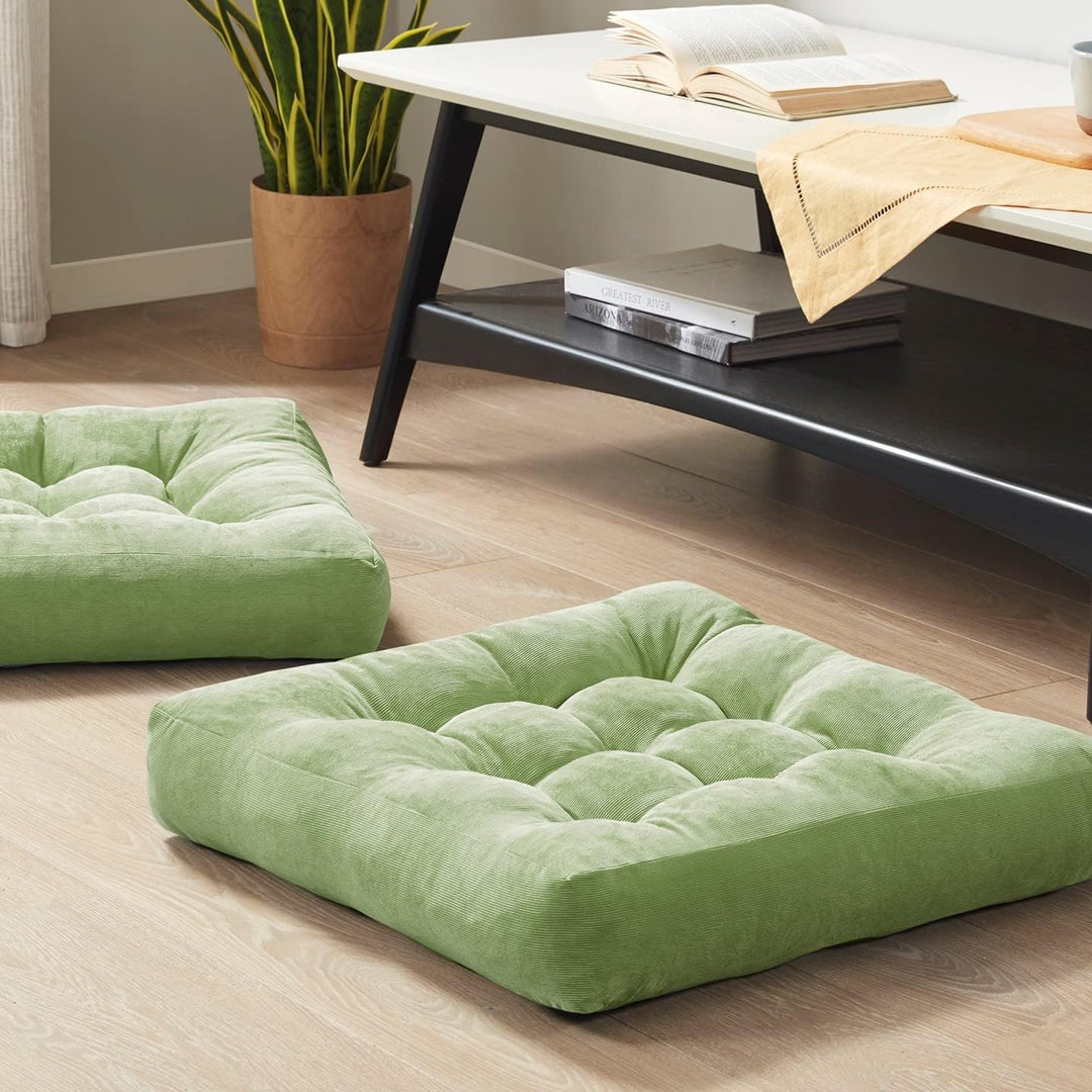 Unisex tufted yoga cushions (set of two) for comfortable floor practice & stress relief.