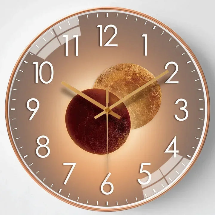 Rustic farmhouse wood grain timepiece, silent wall clock for home, adds charm to any room decor.