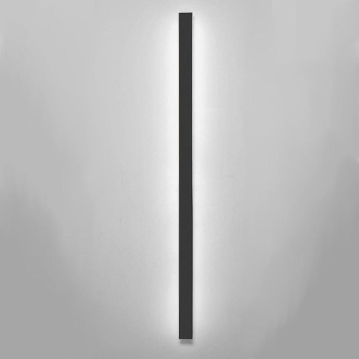 Sleek aluminium outdoor wall sconce with backlit design, ideal for modern patios; corrosion-resistant and stylish.