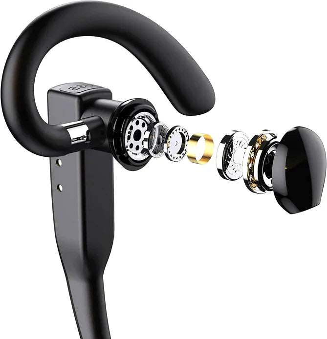 "Sleek black Bluetooth 5.1 noise-cancelling headset for men, featuring dual microphones for clear, hands-free calls."