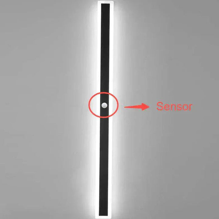 Sleek modern outdoor LED wall light with black frame and white acrylic, ideal for stylish patio illumination. Dimmable featur
