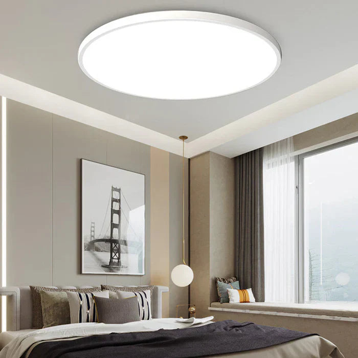 Round LED ceiling light, perfect for modern dining room or living room lighting.