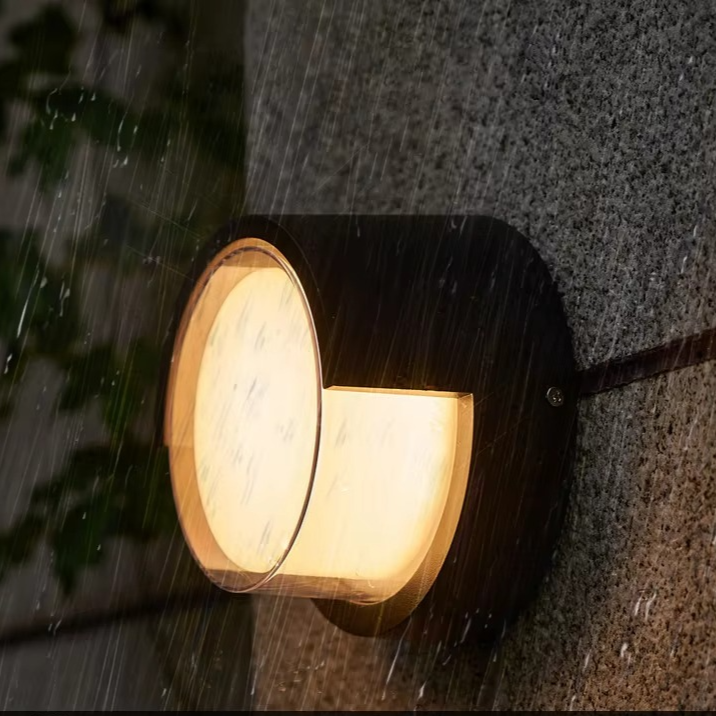 Sleek outdoor wall lamp with motion sensor and LED light, featuring IP65 waterproof rating and minimalist geometric design.