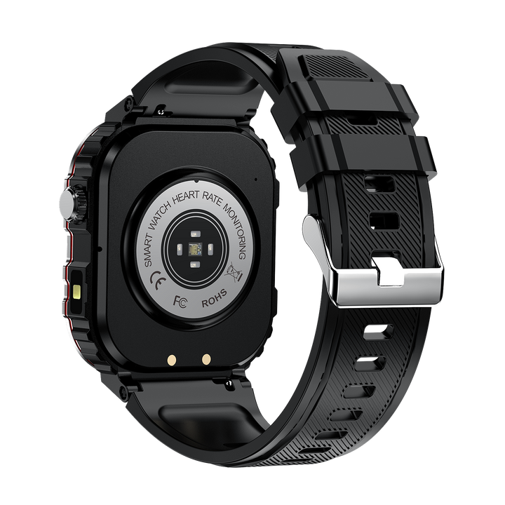 "Smart glucose watch tracks health metrics with sleek design and HD display, ideal for fitness and wellness enthusiasts."