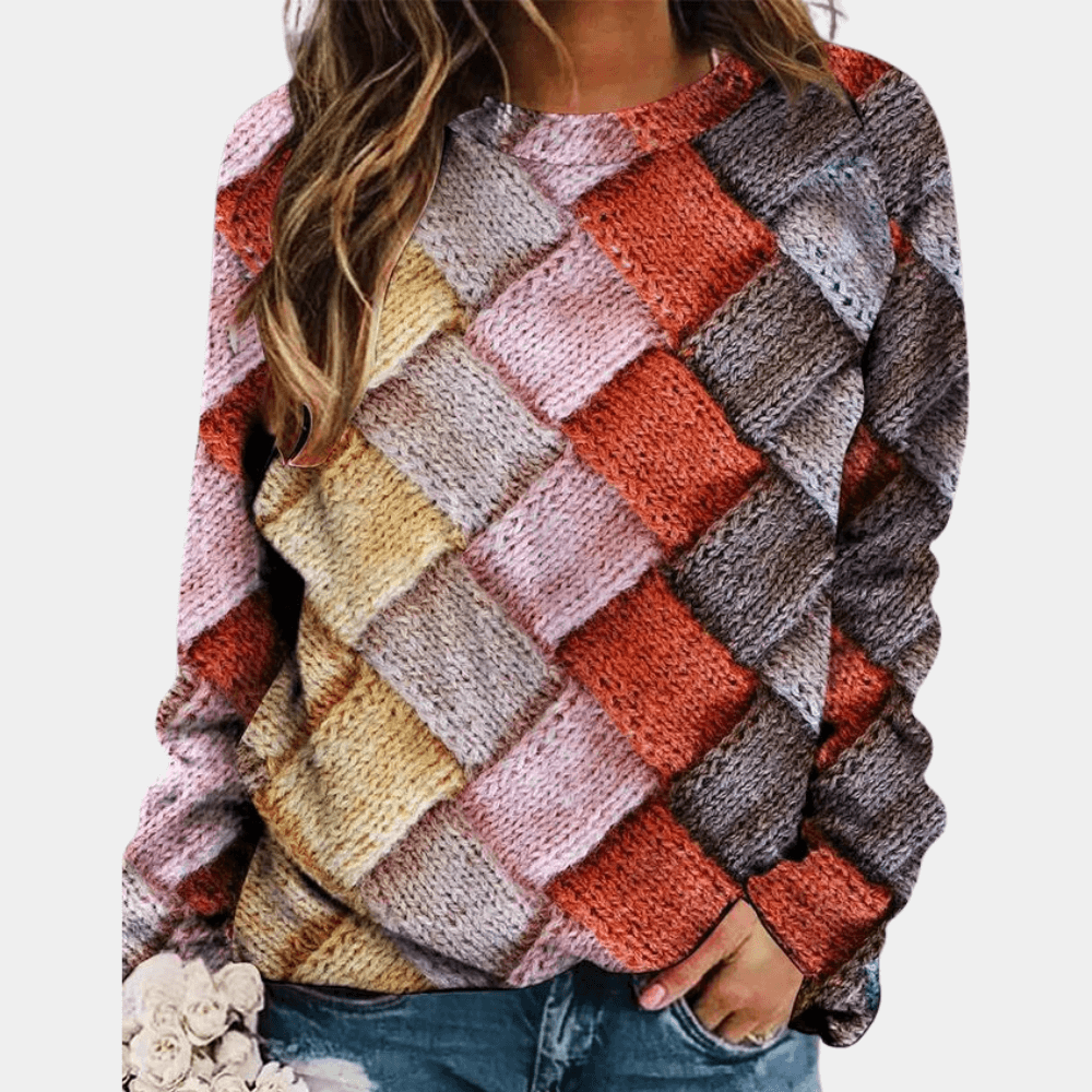 Sustainable long-sleeve women's knit sweater. Cozy, warm & soft for ultimate comfort. Eco-friendly casual wear.