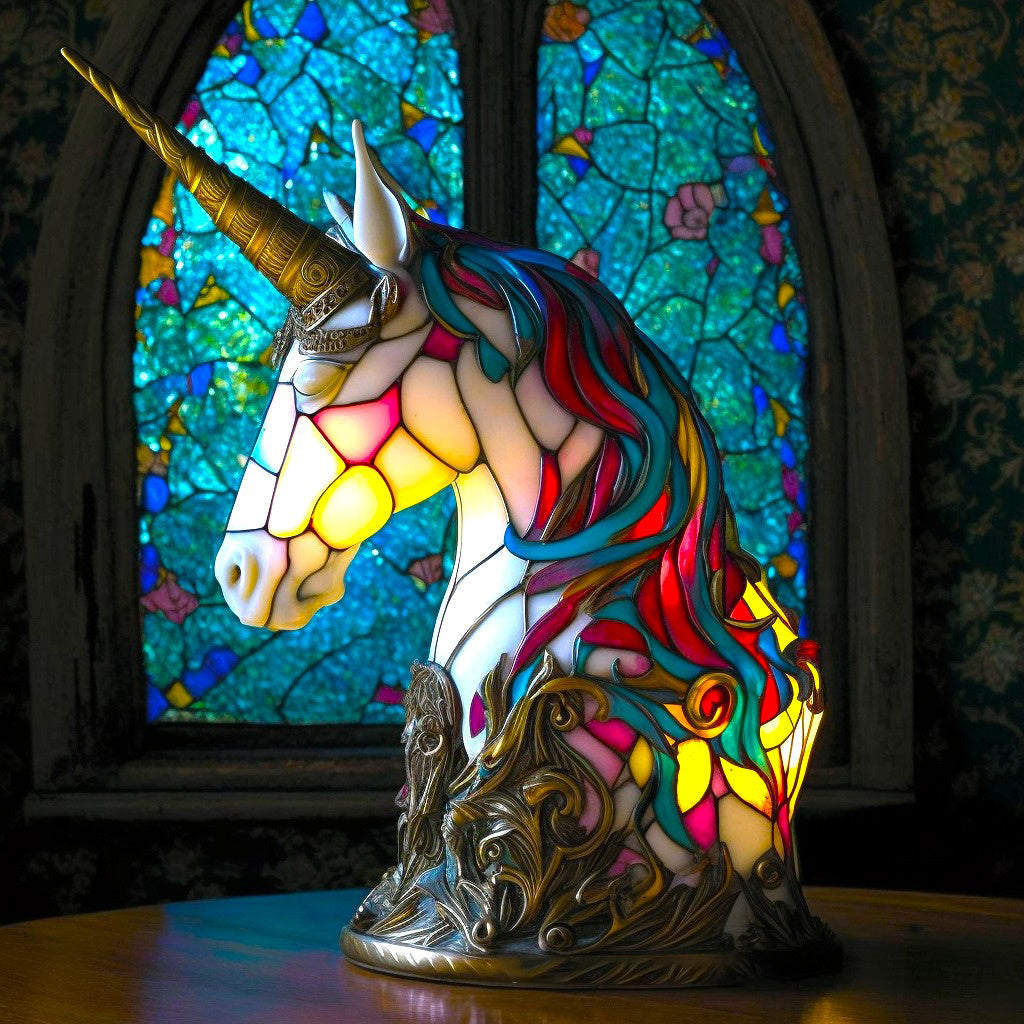 Unique animal-themed table lamp featuring a beautiful stained glass effect; ideal home decor gift.