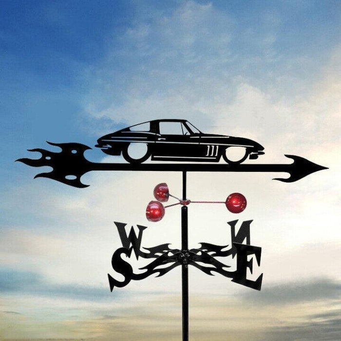 Stainless steel weather vane, elegant garden decor & wind direction indicator for outdoor use.