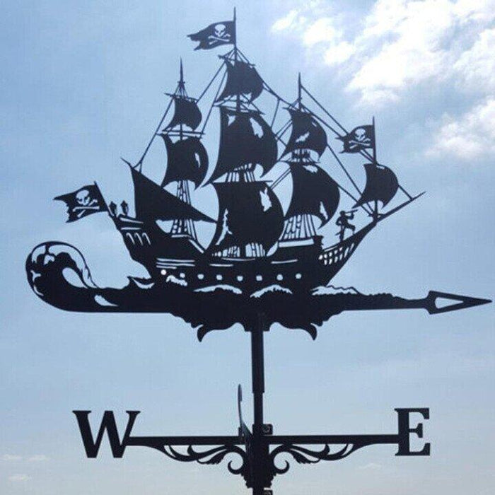 Premium stainless steel weather vane. Decorative wind direction indicator, perfect yard art & garden decor.