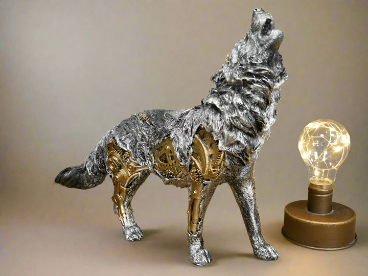 Steampunk Bulldog Figurine, Detailed Industrial Art Animal Sculpture for Home Decor Gift