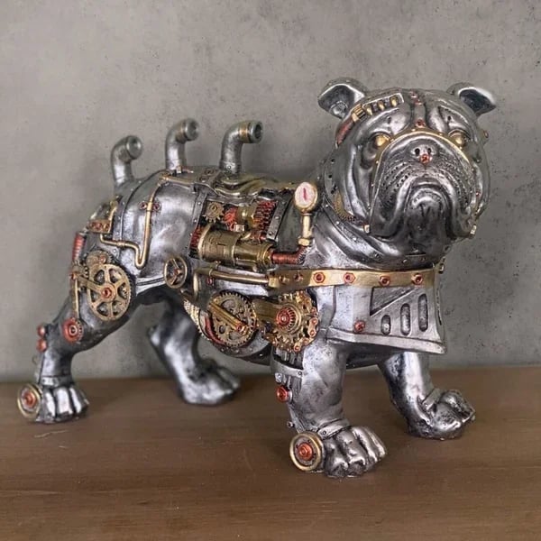Dachshund Steampunk Sculpture, Unique Industrial Animal Figurine for Home & Office Art