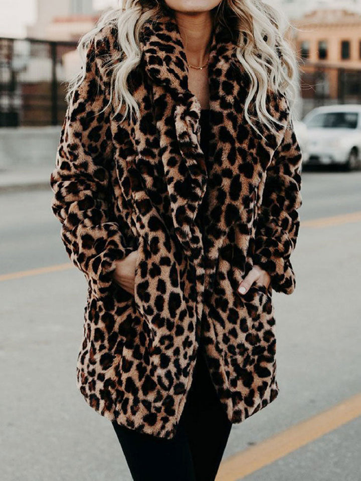 Stylish Sofia women's leopard print winter coat, warm & trendy outerwear for bold fashion statements.