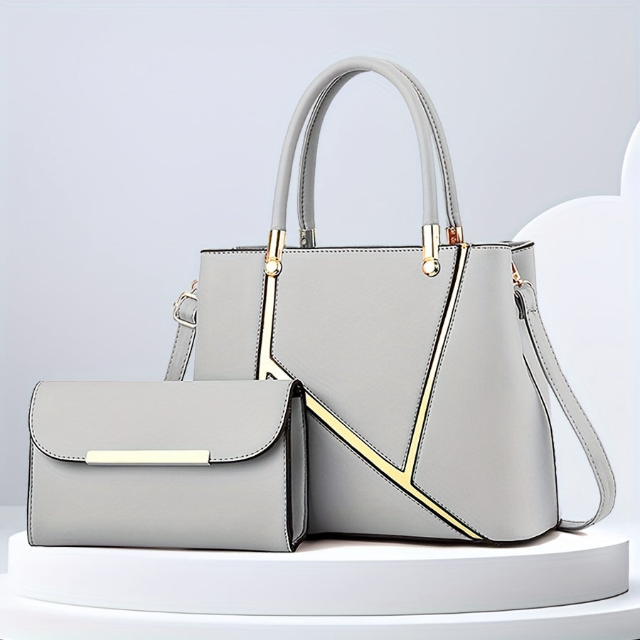 Chic burgundy 2-piece women's accessory set with a large capacity tote and a trendy crossbody.