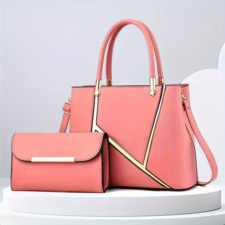 Vibrant orange women's 2-piece handbag set: a versatile tote and a convenient crossbody bag.