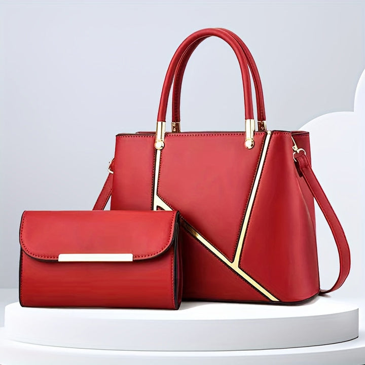 Classic black women's shoulder bag and matching crossbody set, essential for any stylish wardrobe.