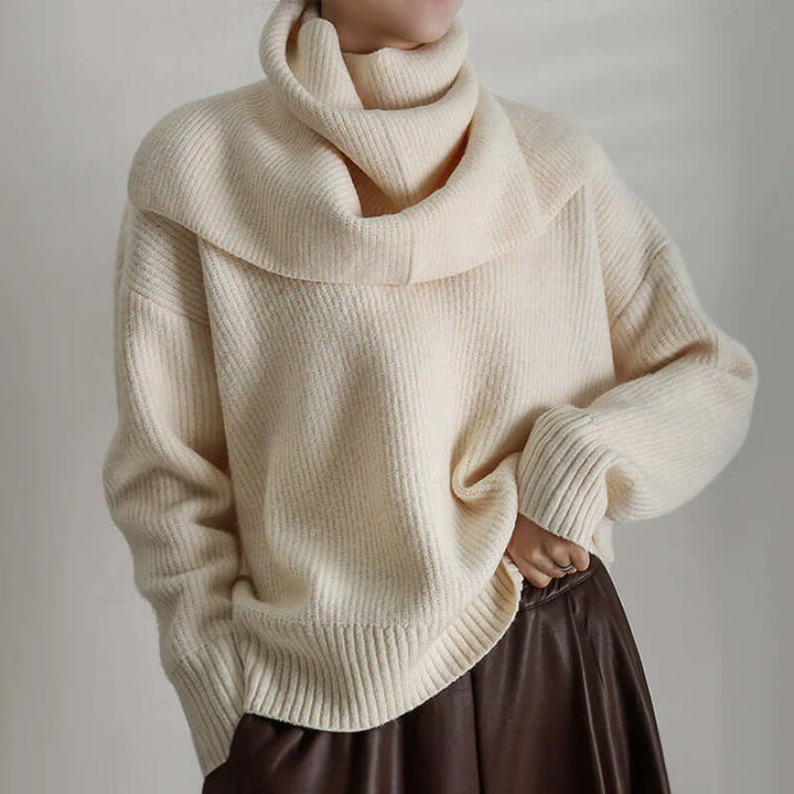 Stylish women's oversized turtleneck sweater, perfect for a cozy casual look.