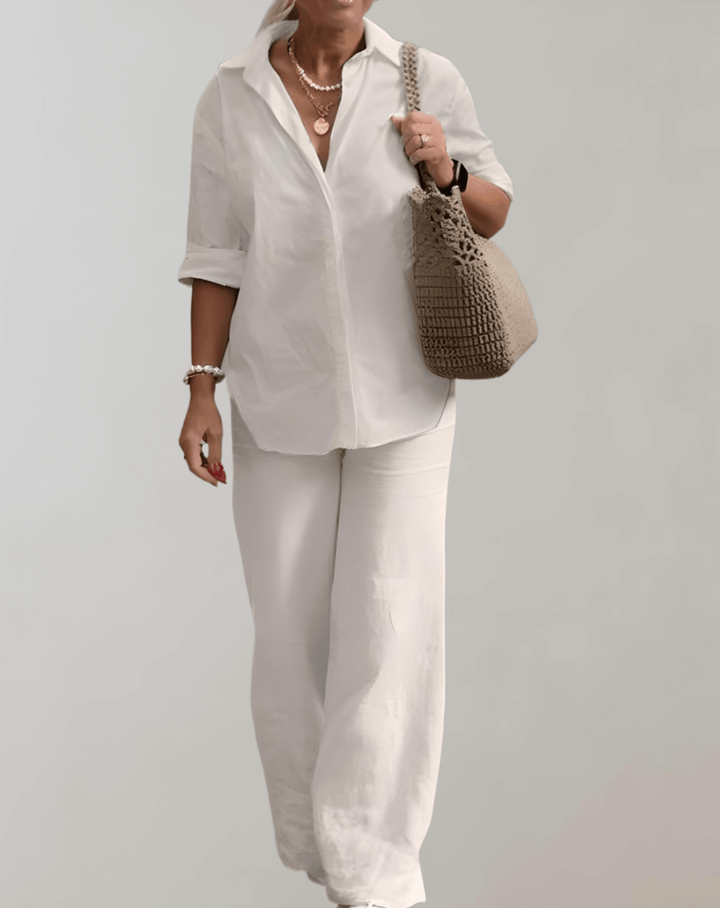 Chic women's two-piece co-ord set, an elegant matching outfit for effortless everyday style & summer fashion.