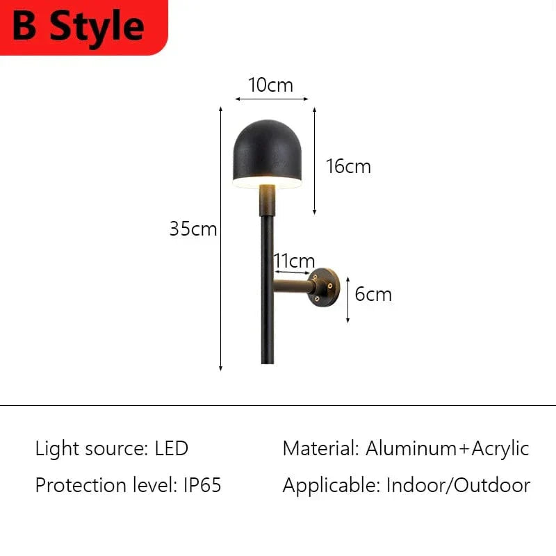 "Ultra-bright IP65 waterproof outdoor wall lantern with cool white LED for garden, balcony, and patio use."