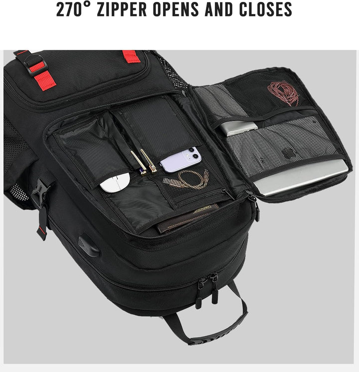Durable anti-theft 60L waterproof travel backpack for men & women. Includes laptop pocket, USB charger, & shoe storage.