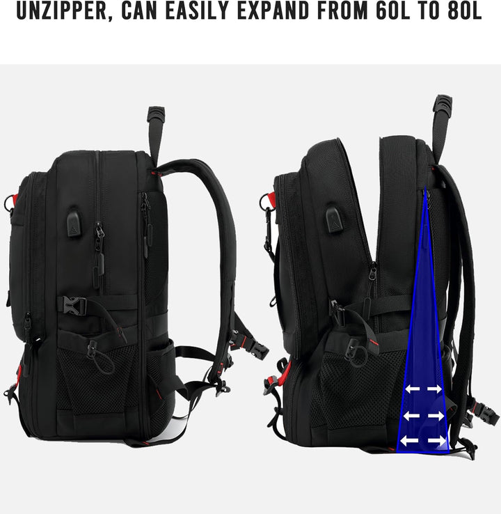 Durable 60L unisex waterproof outdoor gear travel backpack, perfect for weekend trips with laptop & shoe space.