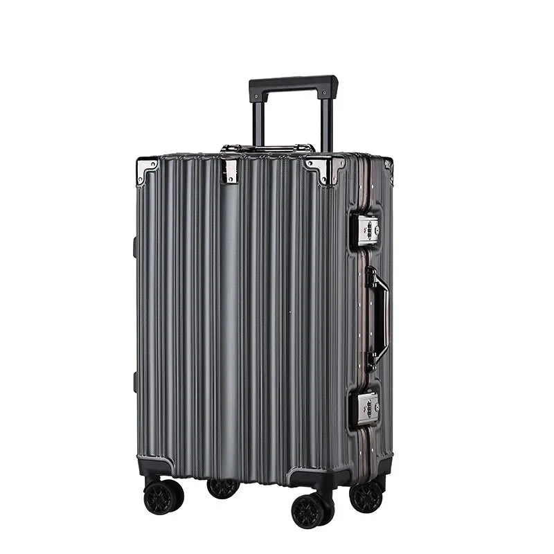 Spacious hardshell luggage with organizational features & protective aluminum frame.