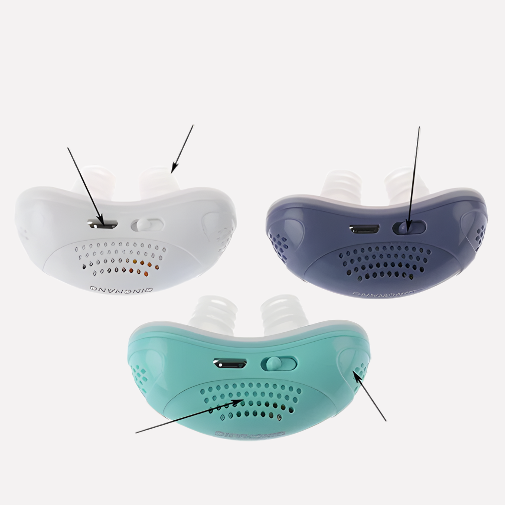Unisex anti-snoring device for peaceful sleep. Comfortable nasal snore stopper, rechargeable breathing aid.