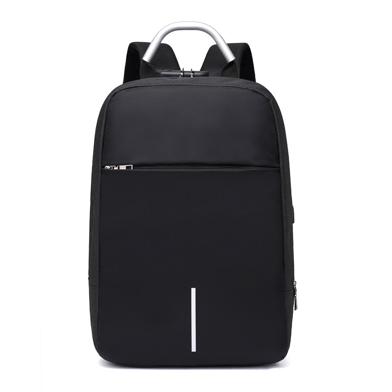 Anti-theft laptop backpack, water-resistant with USB port. Secure padded compartment for computers & accessories.