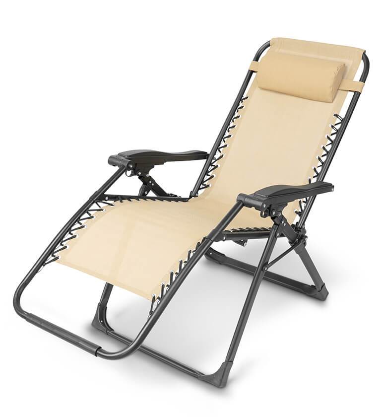 Unisex portable zero gravity chair, cream, perfect for outdoor lounging and relaxation.