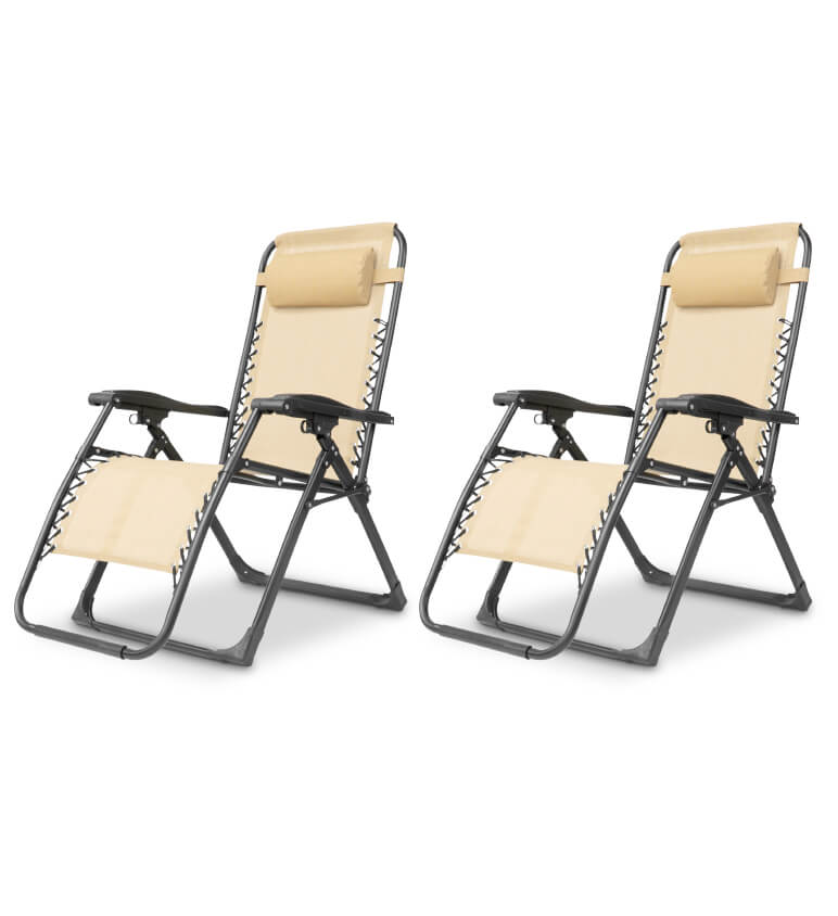 Unisex zero gravity recliner, black, folding for easy storage & portable outdoor use.