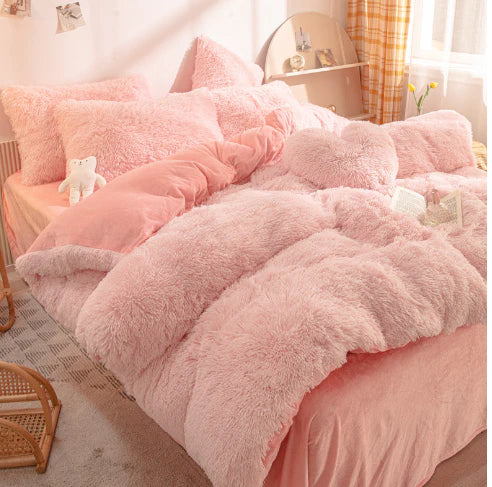 Transform your bedroom with this candy-colored plush duvet cover set. Adds cozy home decor & style.